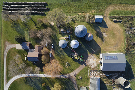 Farmer Aaron Lehman has a solar array atop his barn in Iowa.